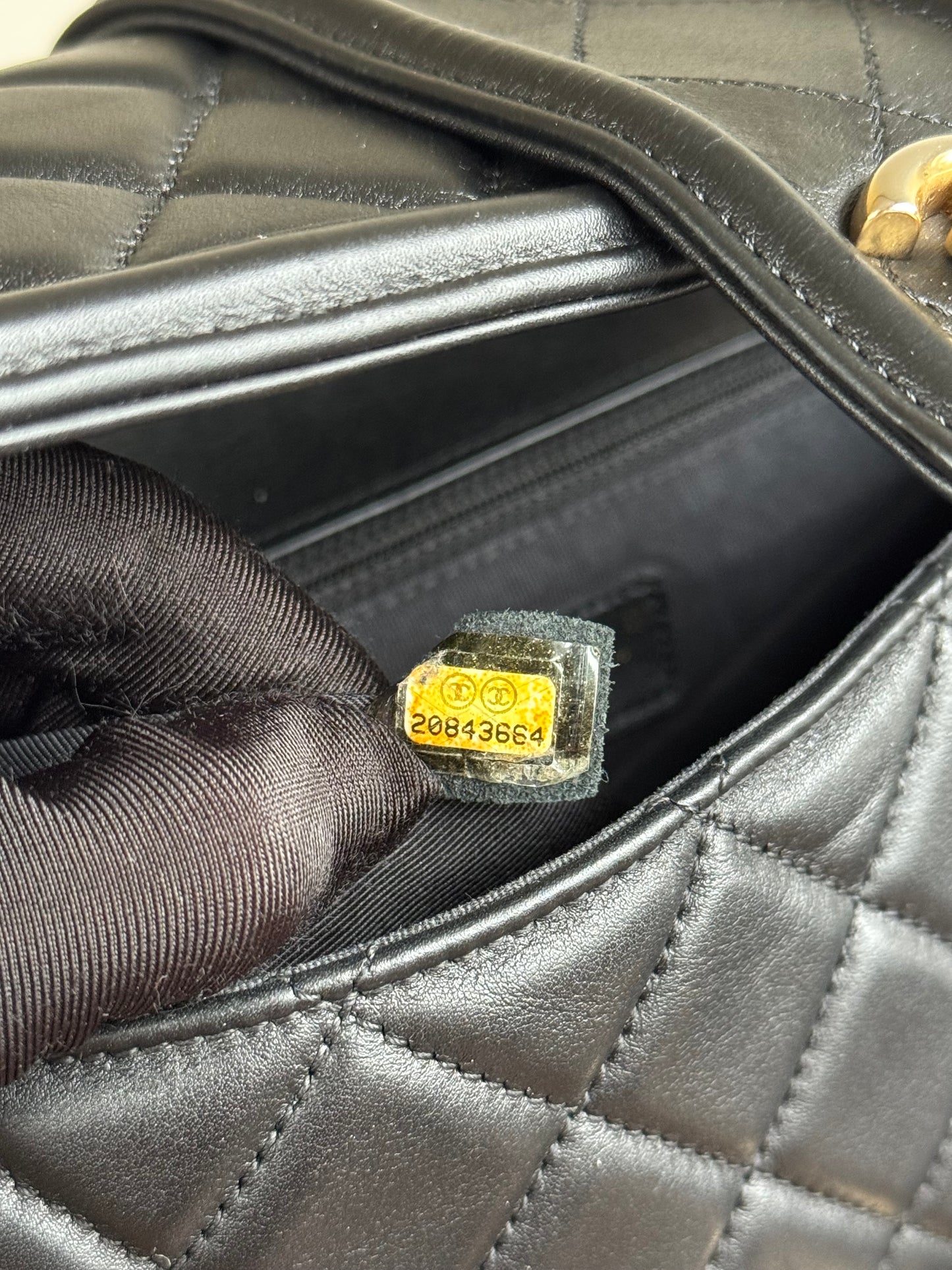 Pre-owned Chanel Elegant CC Medium Black Leather Flap Bag