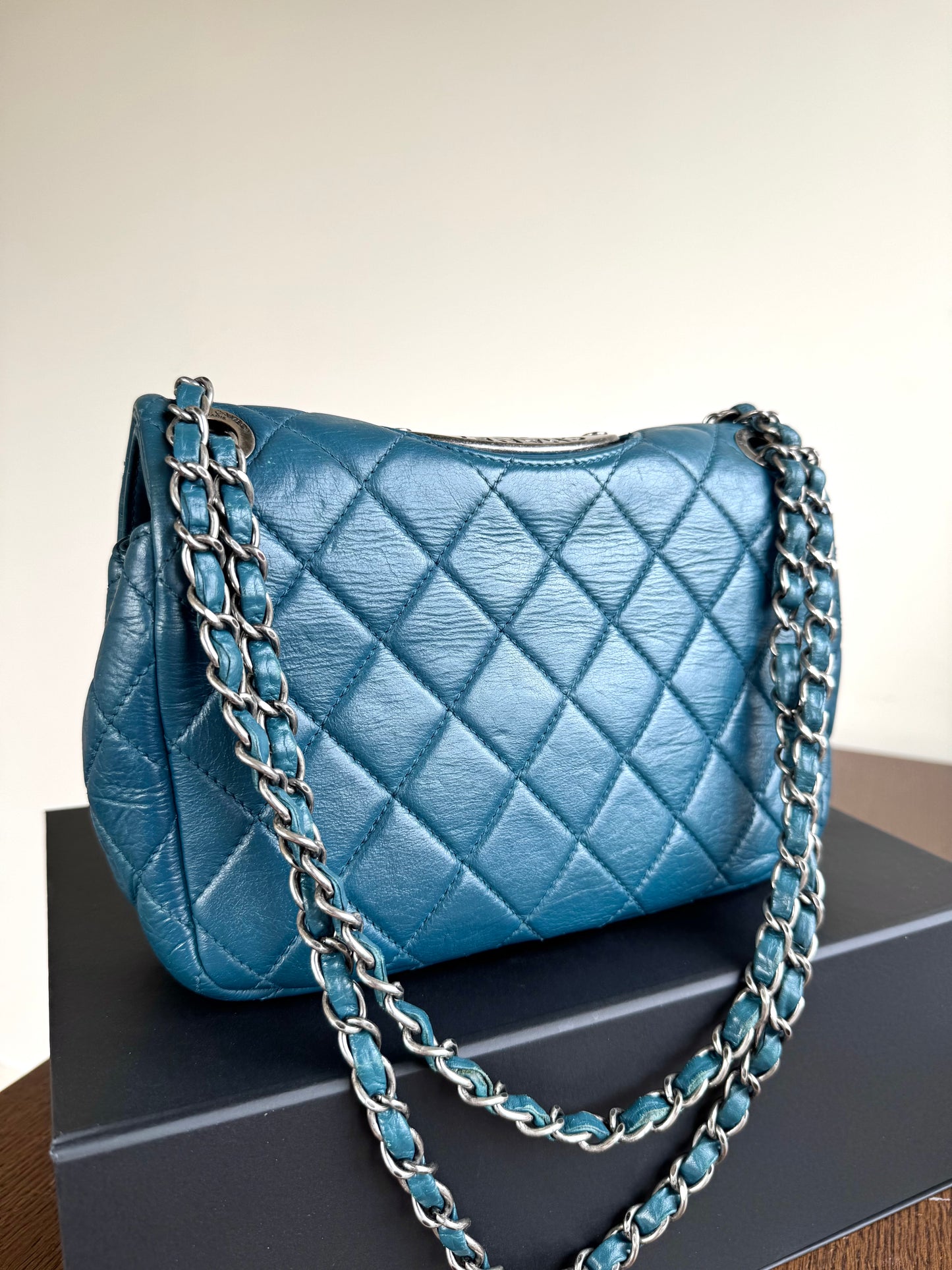 Pre-owned Chanel Paris-Dallas CC Blue Aged Calfskin Double Flap Bag