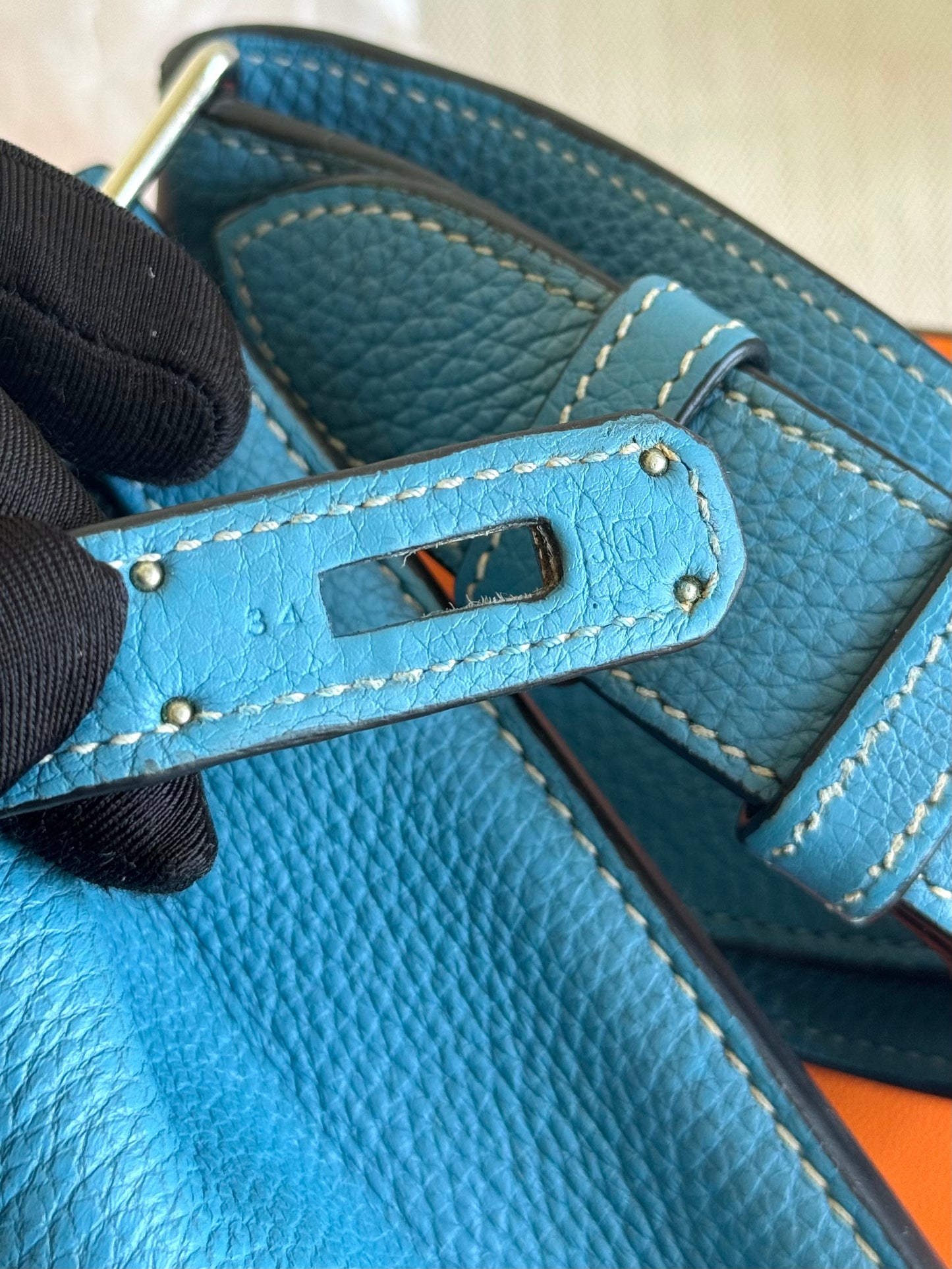 Pre-owned Hermès So Kelly 26 Blue Izmir Togo Shoulder Bag