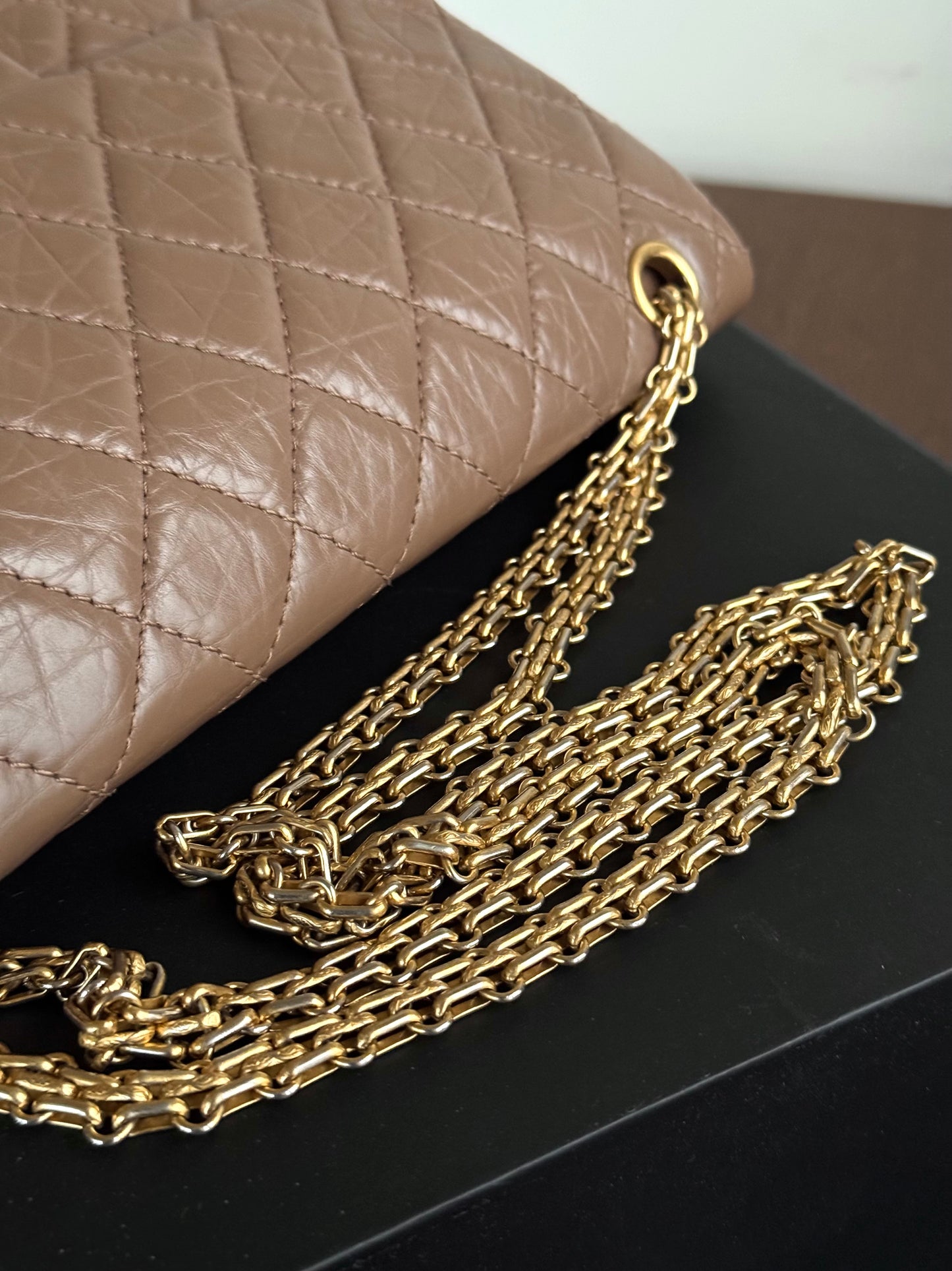 Pre-owned Chanel 2.55 Reissue Large 226 Taupe Leather Flap Bag