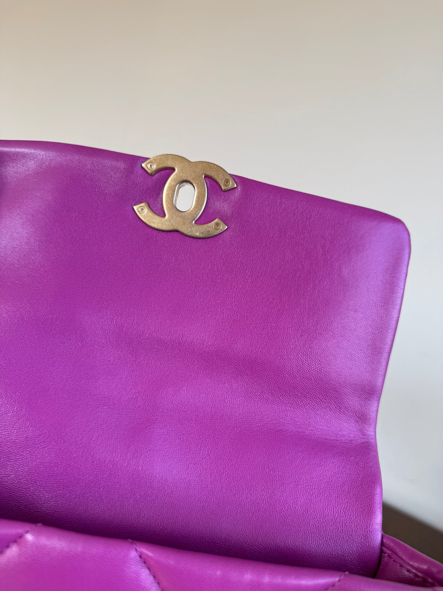 Pre-owned Chanel 19 Small Purple Lambskin Flap Bag