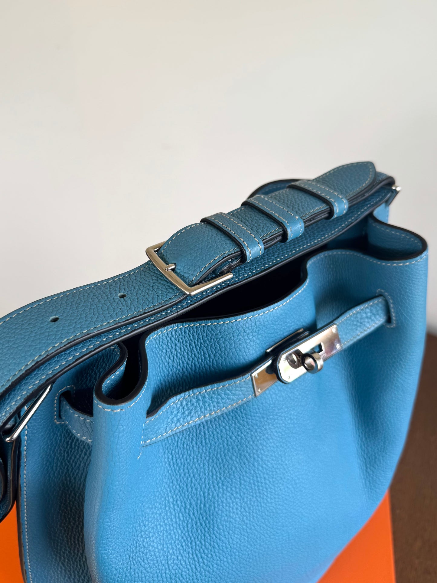 Pre-owned Hermès So Kelly 26 Blue Izmir Togo Shoulder Bag