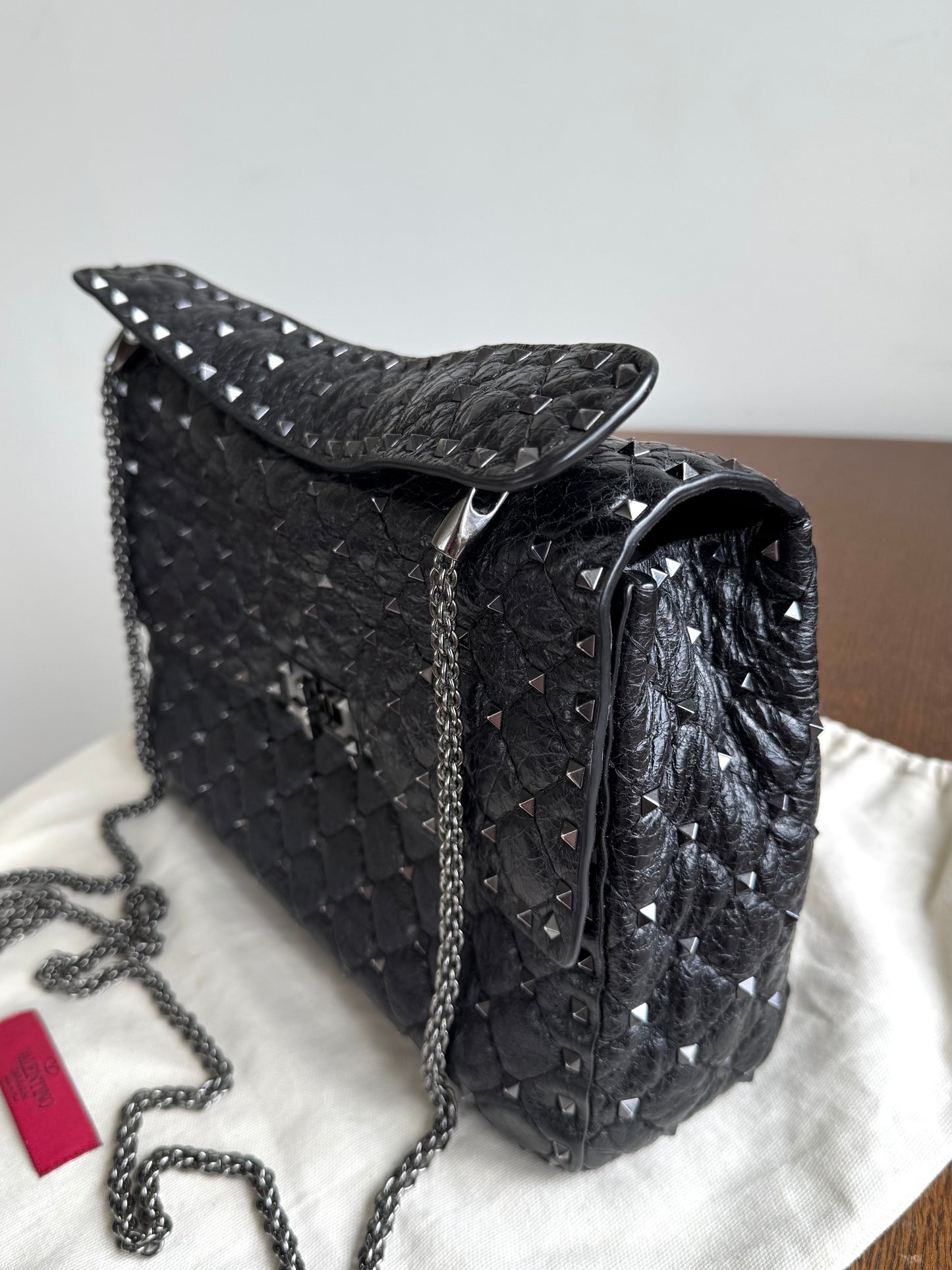Pre-owned Valentino Garavani Rockstud Spike Large Black Leather Bag