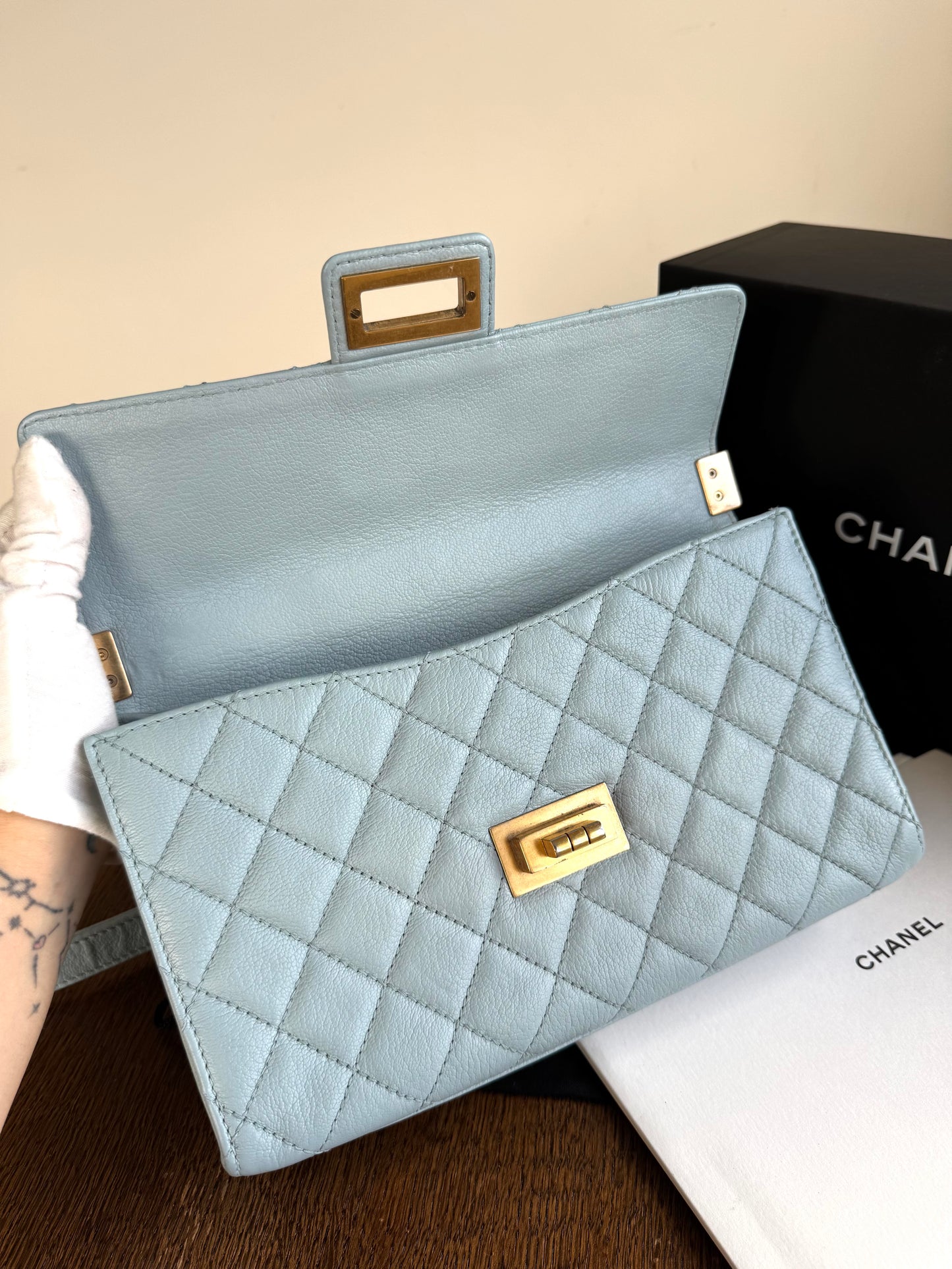 Pre-owned Chanel Trendy Reissue Mademoiselle Blue Leather Flap Bag