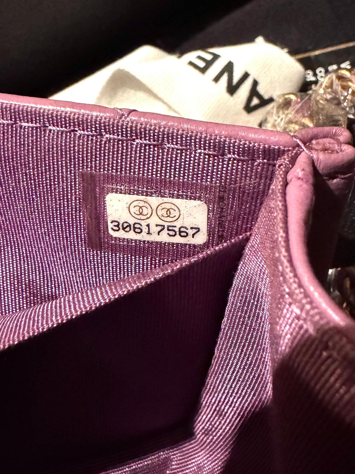 Pre-owned Chanel Button On Top Mini Purple Lambskin Flap Bag