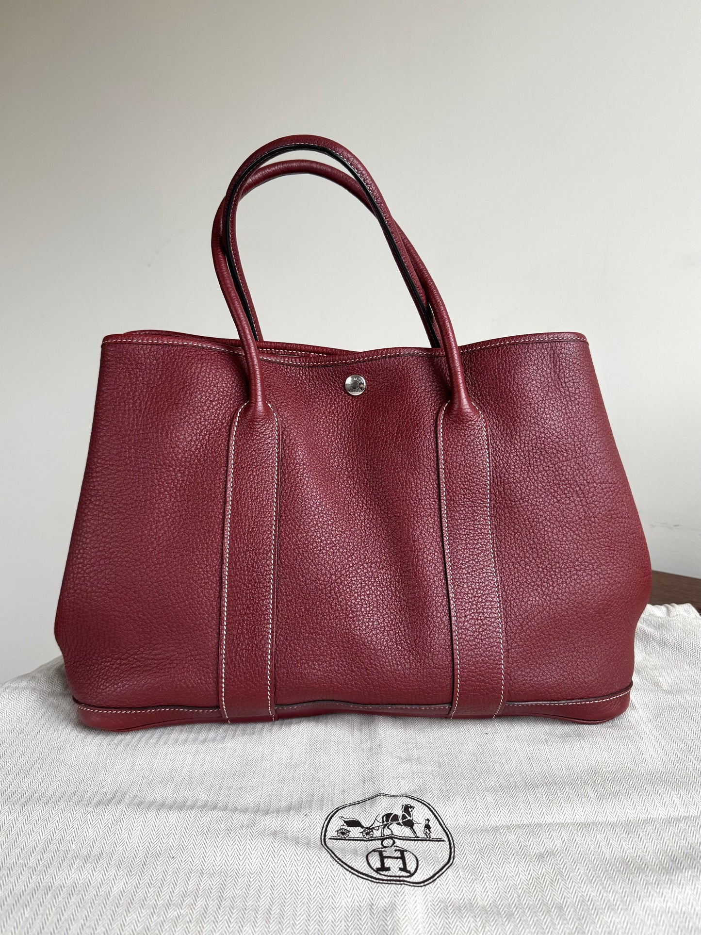 Pre-owned Hermès Garden Party 36 Burgundy Negonda Leather Tote Bag