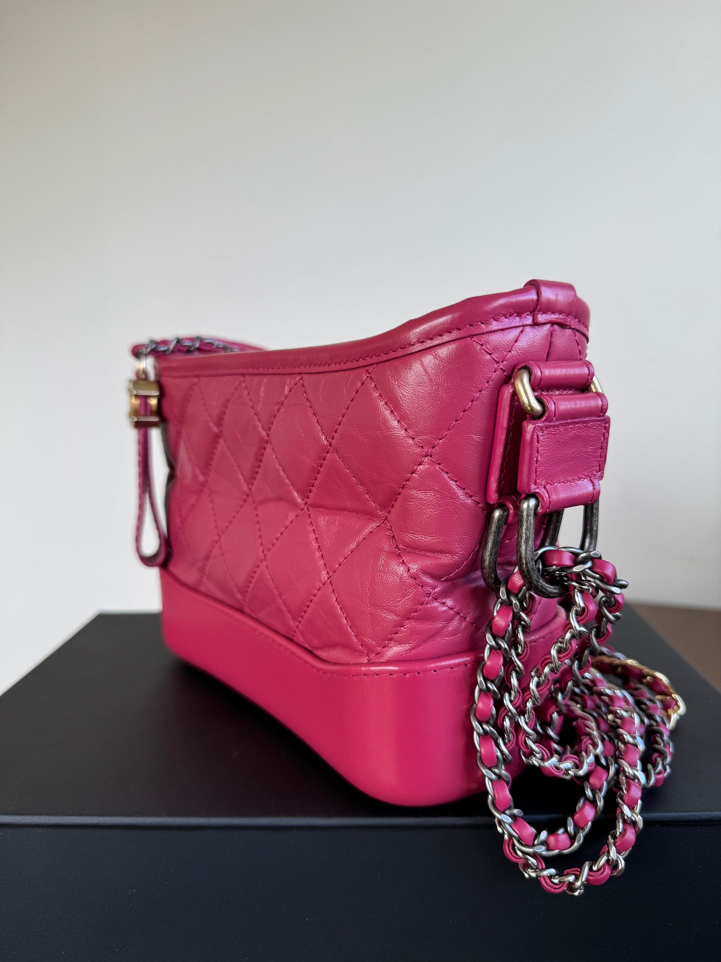 Pre-owned Chanel Gabrielle Small Rose Calfskin Hobo Bag