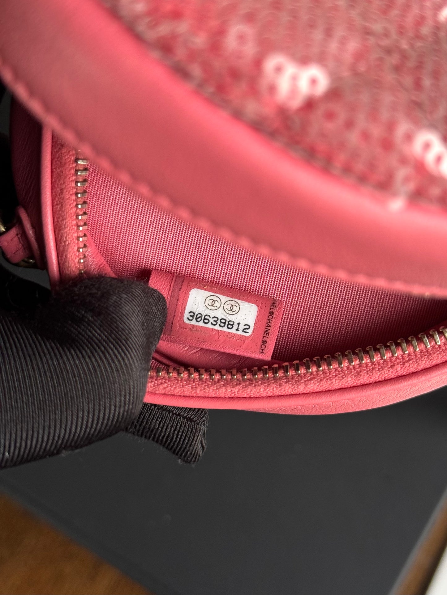 Pre-owned Chanel 19 Round Pink Clutch With Chain