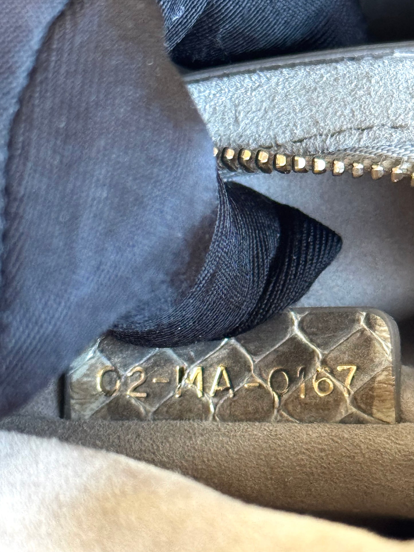 Pre-owned Dior Lady Dior Mini Metallic Grey Beige Python Bag