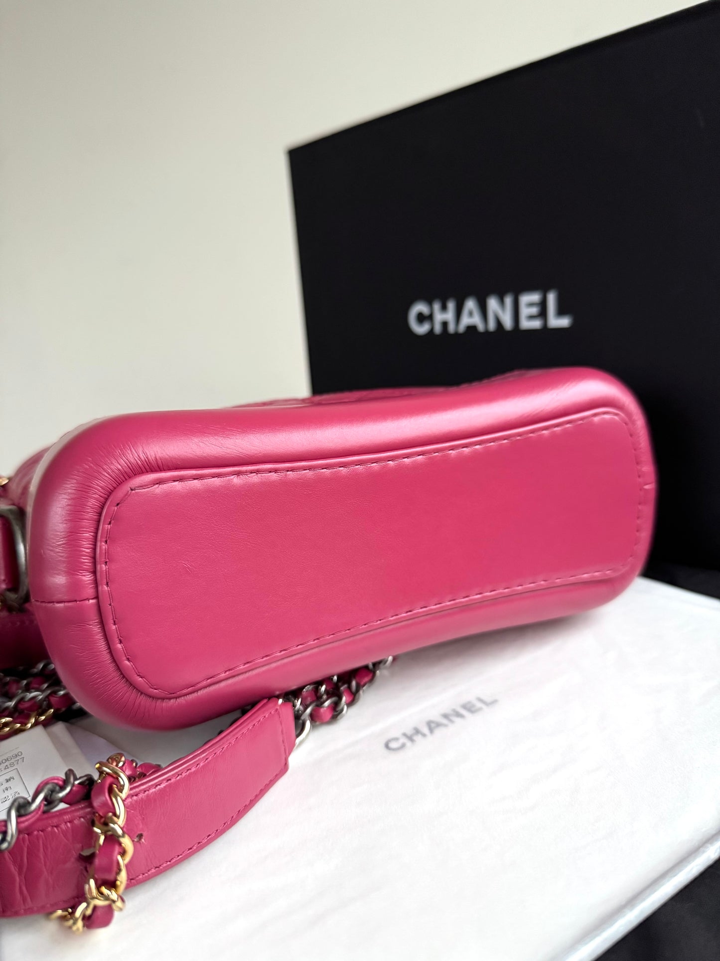 Pre-owned Chanel Gabrielle Small Pink Leather Hobo Bag