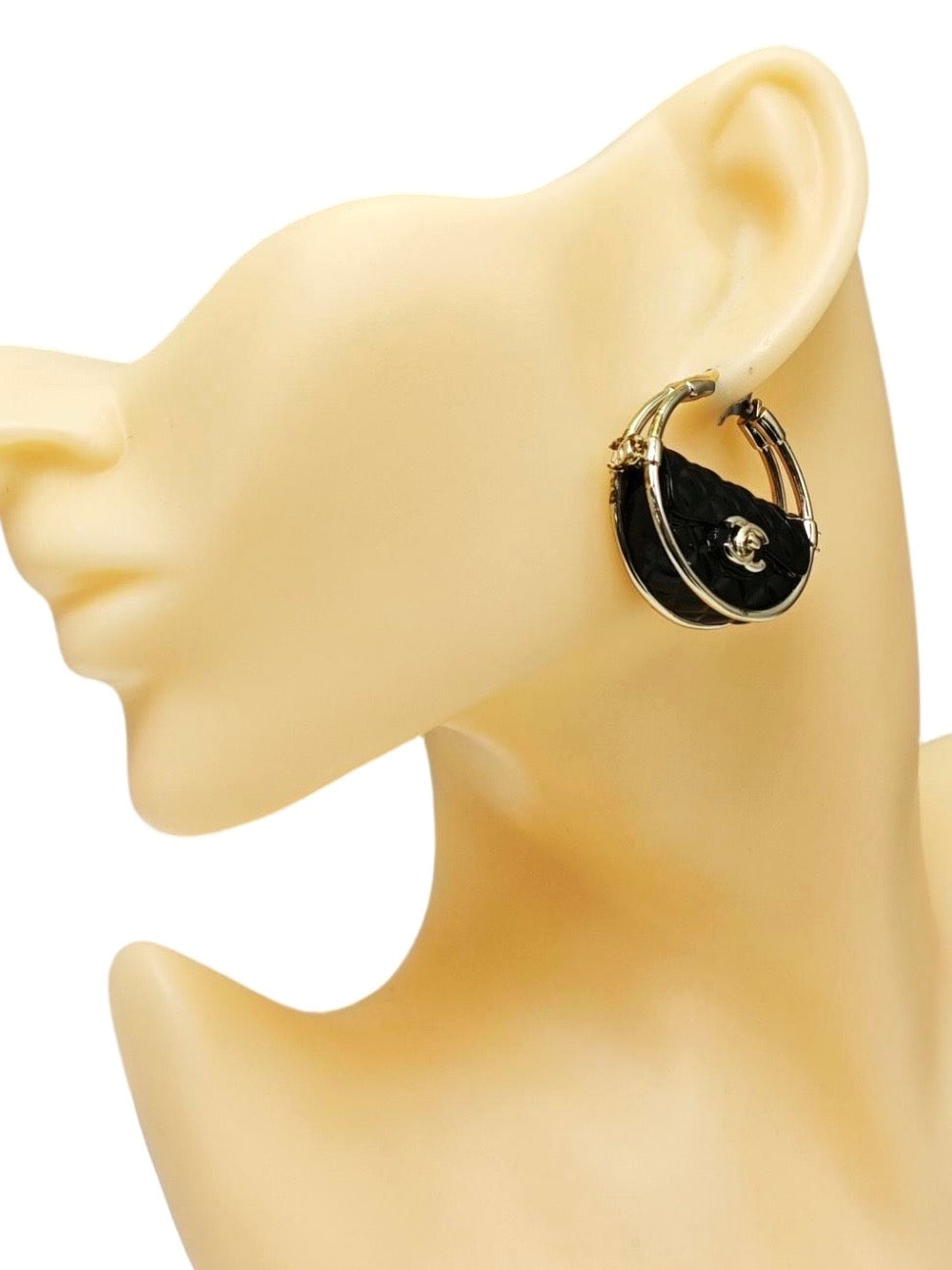 Pre-owned Chanel Resin Quilted Flap Bag Hoop Earrings