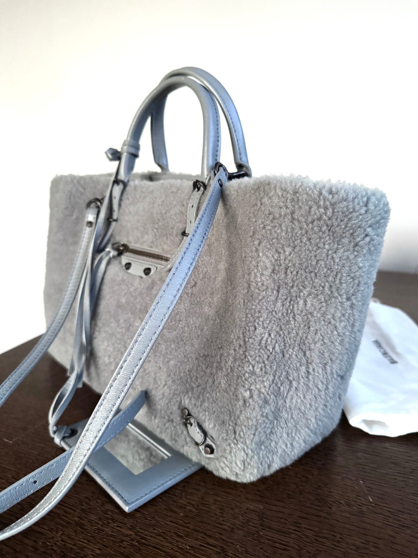 Pre-owned Balenciaga Papier Merino Wool Grey Tote Bag