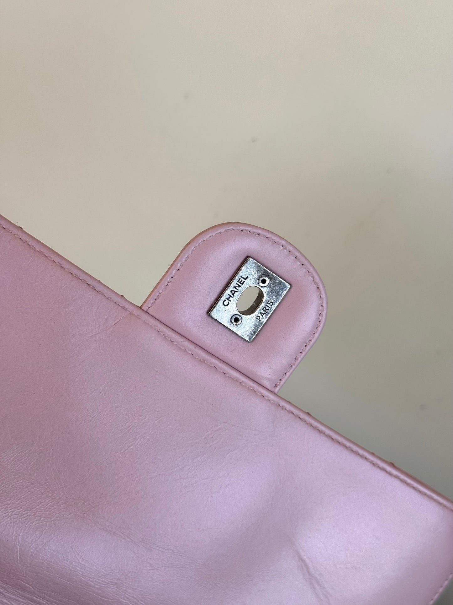 Pre-owned Chanel Coco Pleats Pink Glazed Calfskin Flap Bag