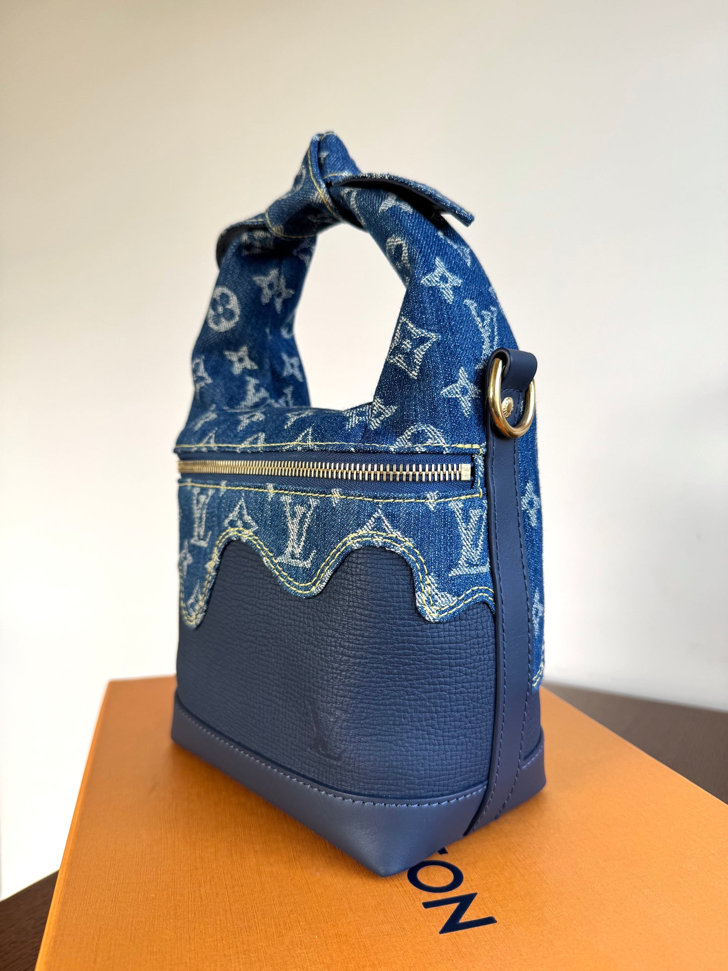 Pre-owned Louis Vuitton x Nigo Monogram Blue Denim Japanese Cruiser Bag