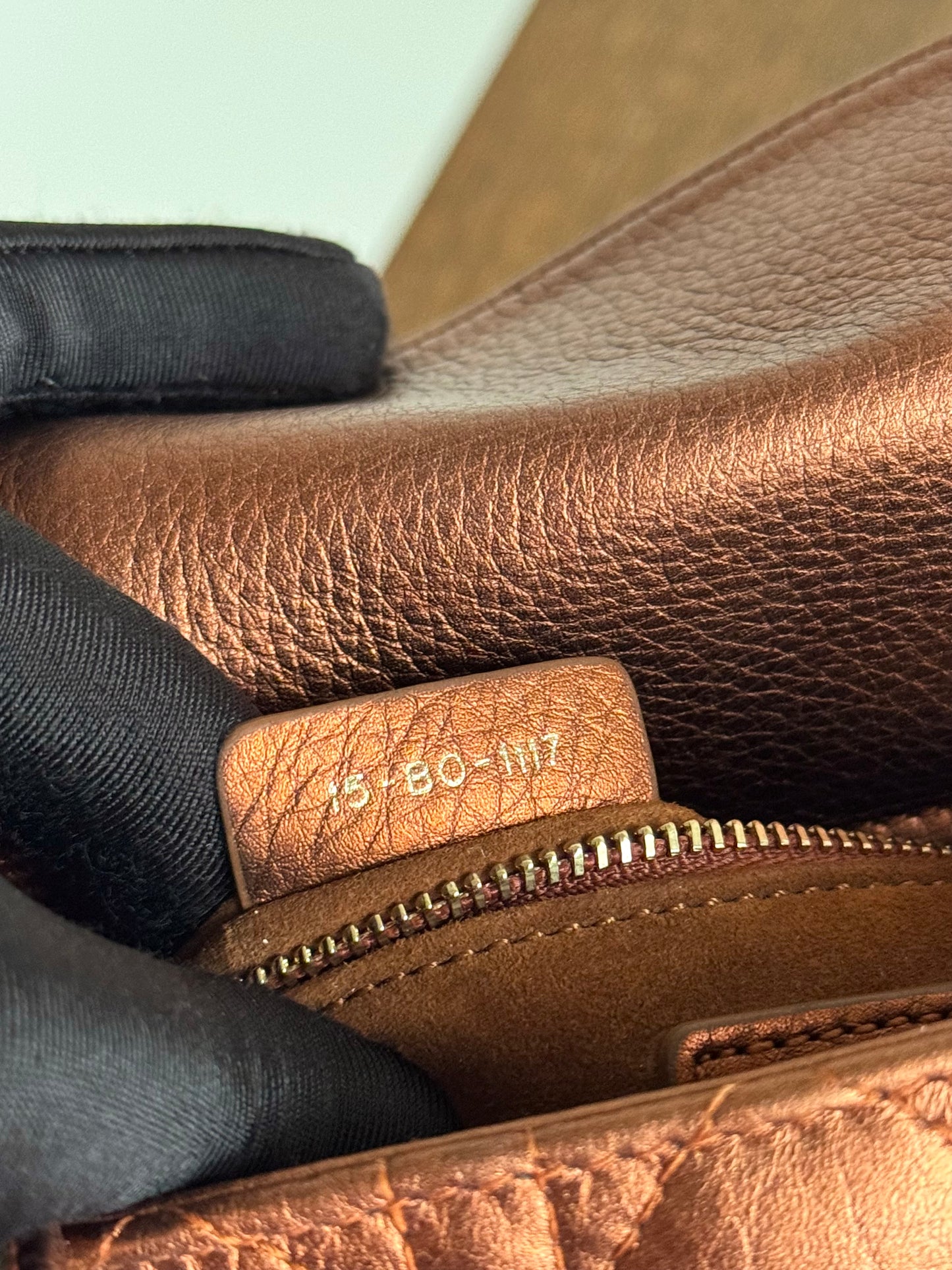 Pre-owned Dior Lady Dior Mini Bronze Lambskin Cannage Bag