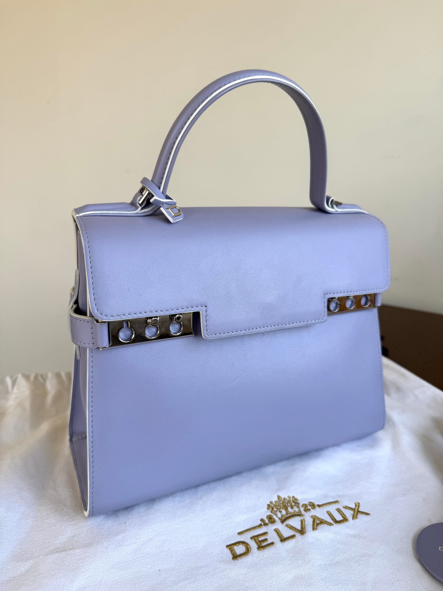Pre-owned Delvaux Tempête MM Lavender Leather Bag