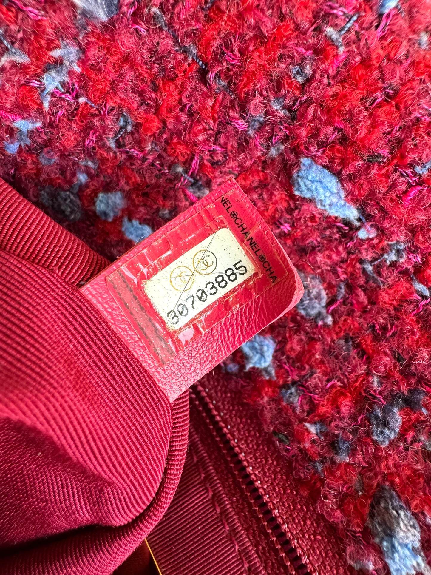 Pre-owned Chanel 19 Large Red Tweed Flap Bag