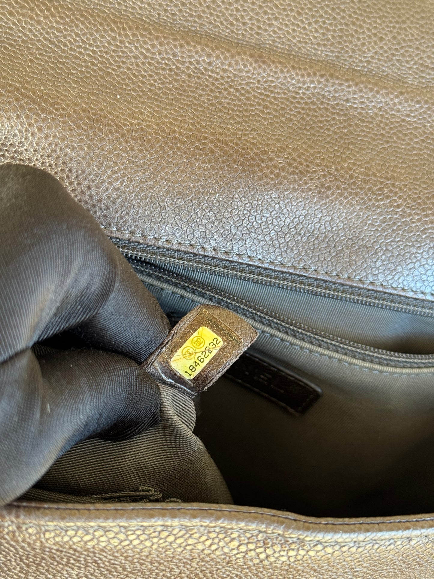 Pre-owned Chanel Boy Maxi Brown Tweed Leather Flap Bag