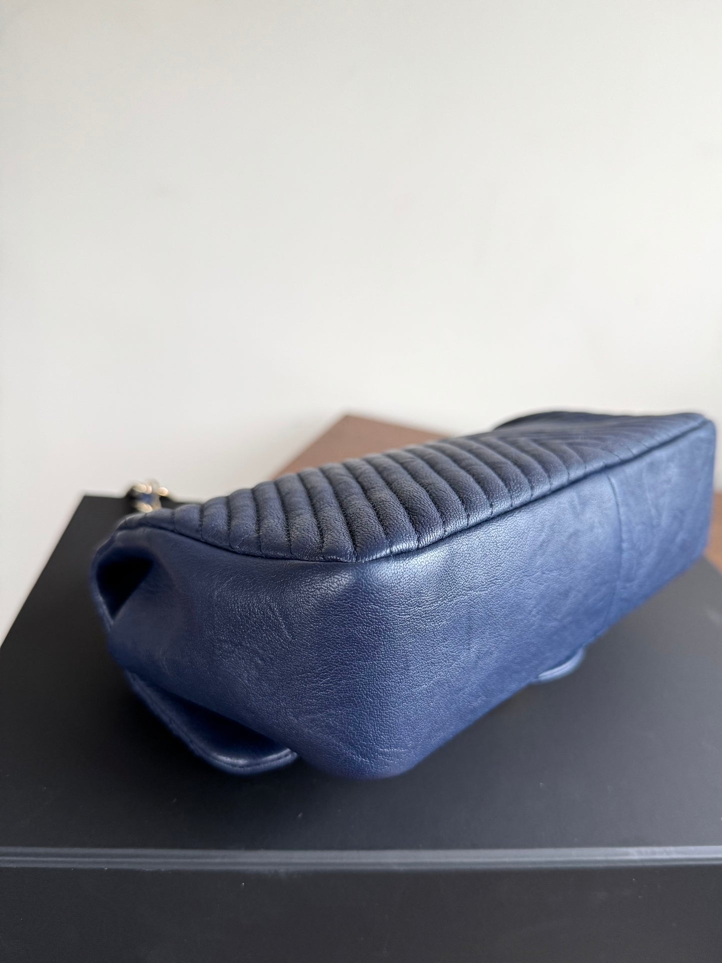 Pre-owned Chanel Timeless Classic Mini Rectangle Navy Calfskin Flap Bag