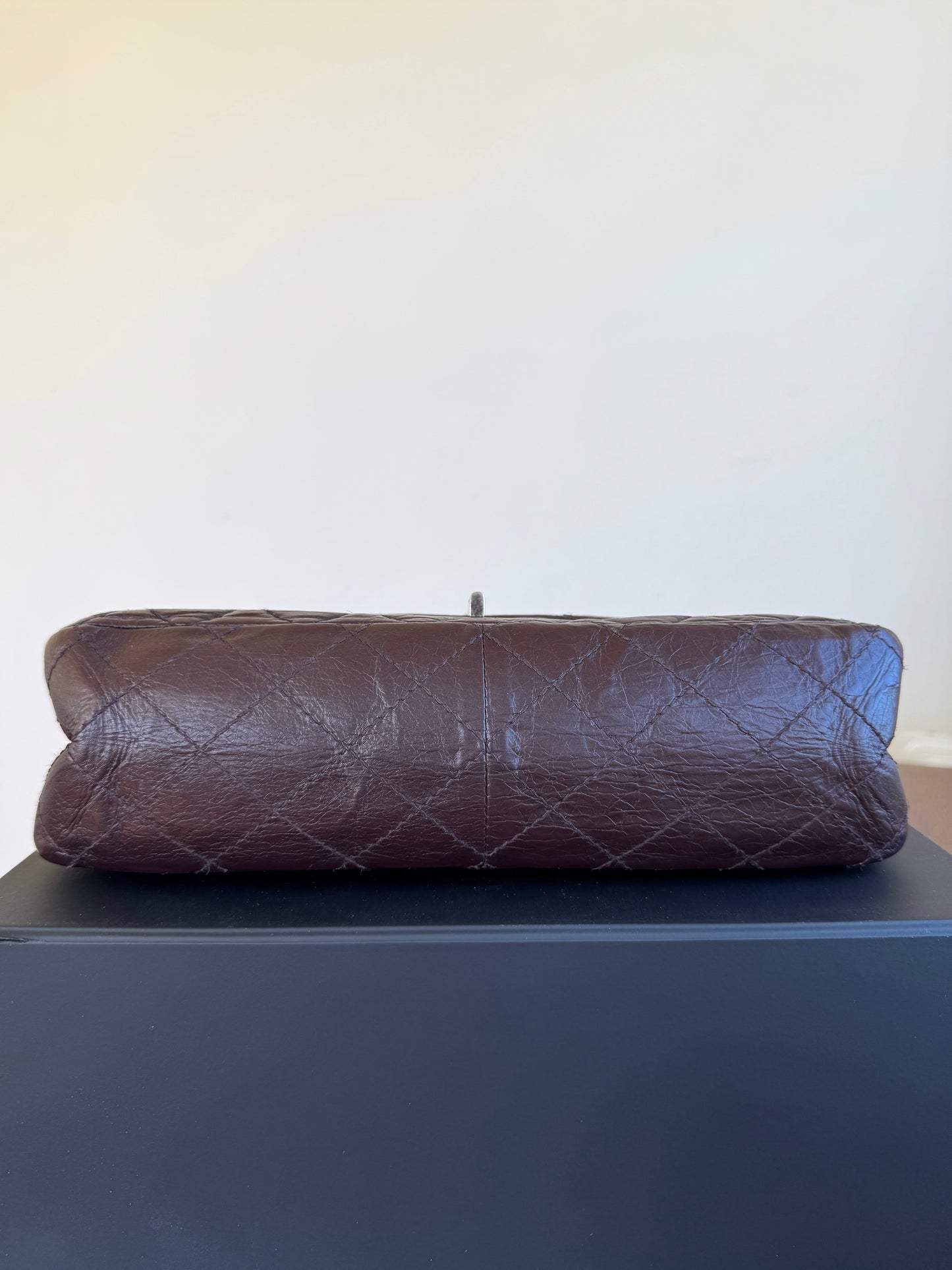 Pre-owned Chanel 2.55 Reissue Large 226 Dark Plum Brown Leather Flap Bag