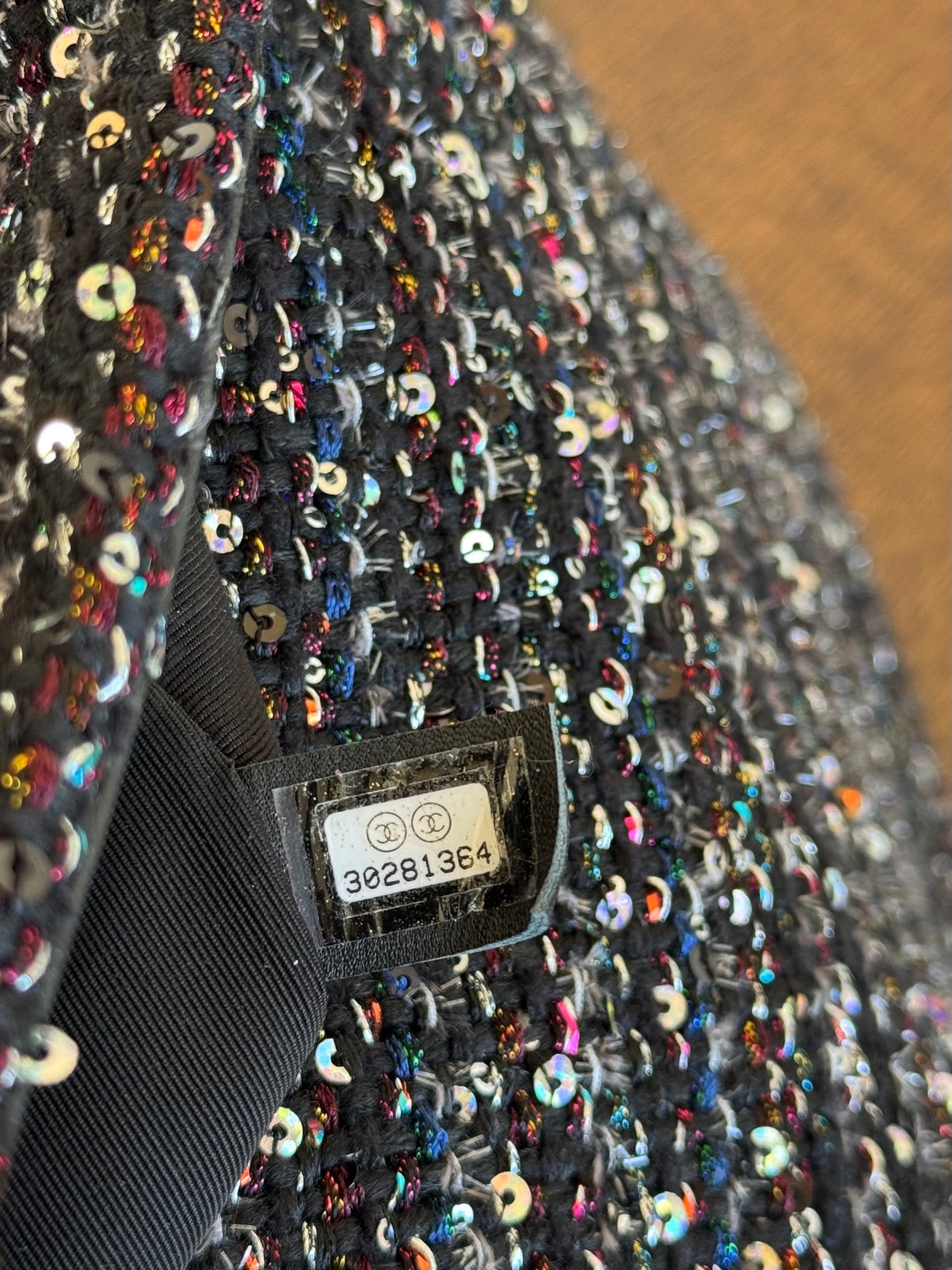 Pre-owned Chanel 19 Maxi Black Tweed Sequins Flap Bag