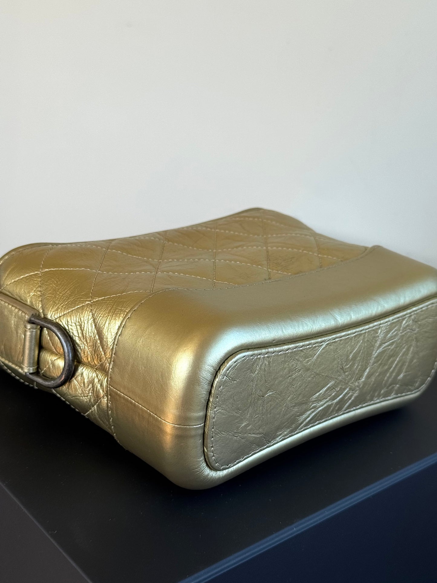 Pre-owned Chanel Gabrielle Small Gold Leather Hobo Bag