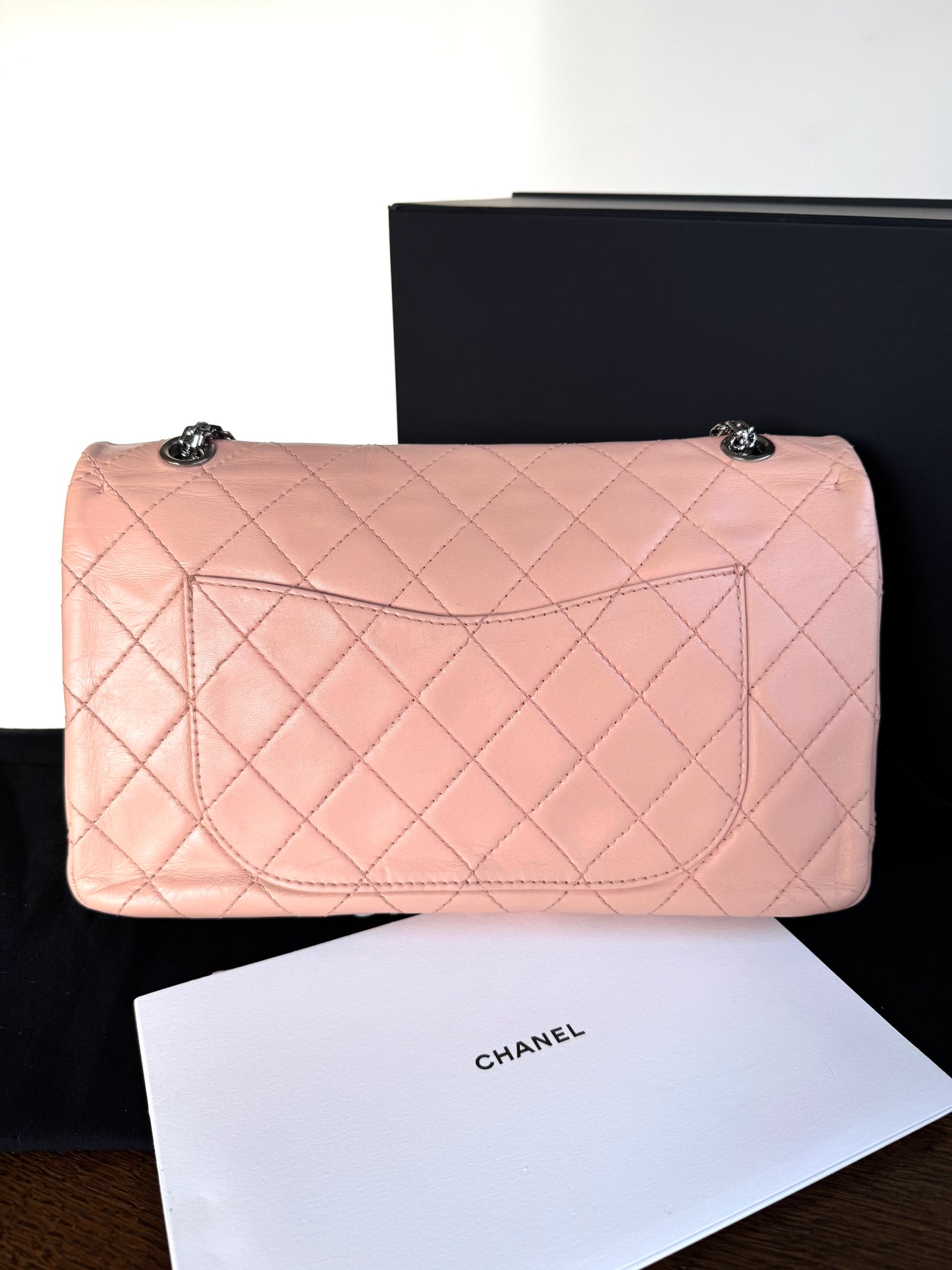 Pre-owned Chanel 2.55 Maxi 227 Rose Mint Lambskin Flap Bag