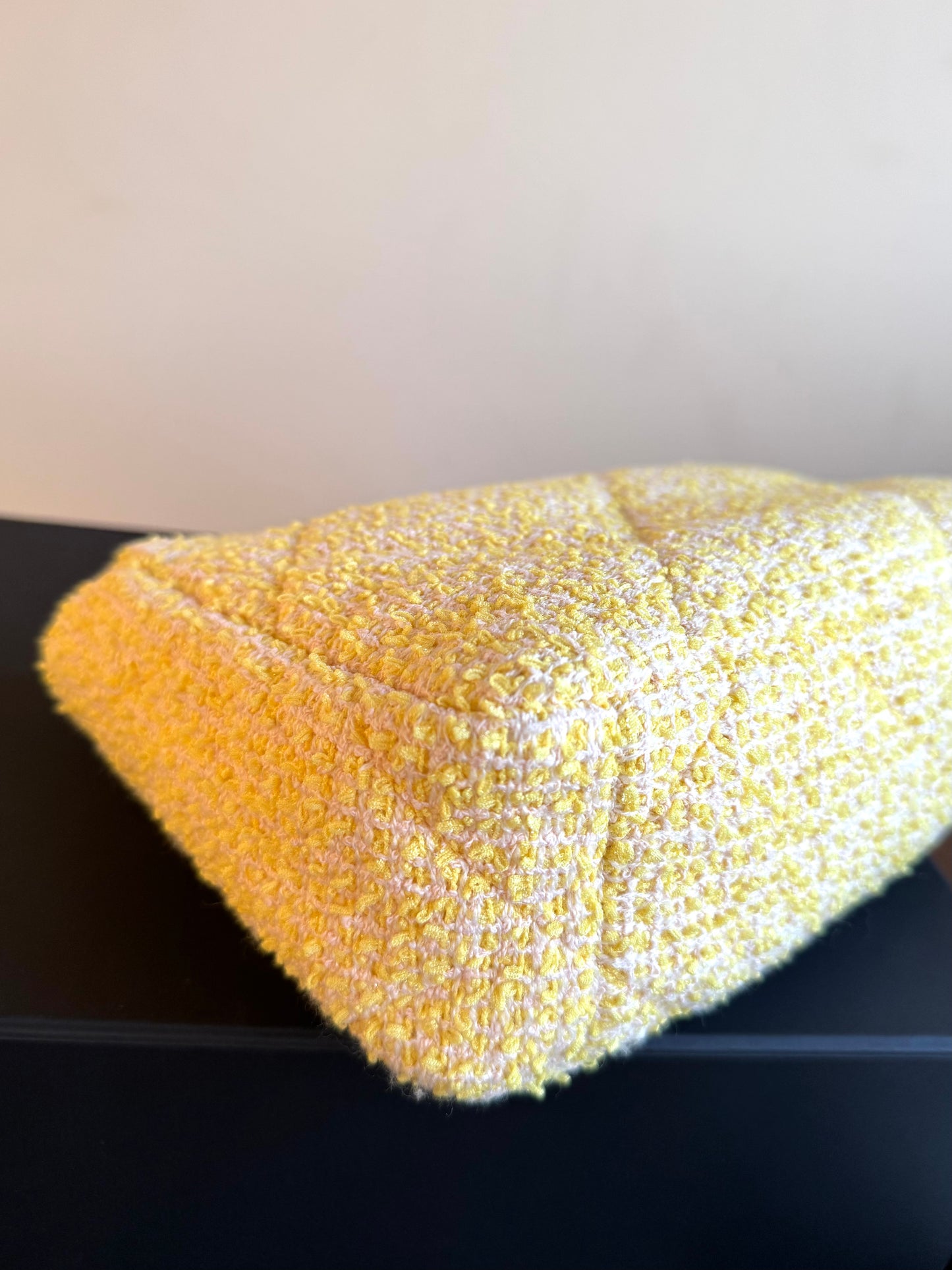 Pre-owned Chanel 19 Small Yellow Tweed Flap Bag