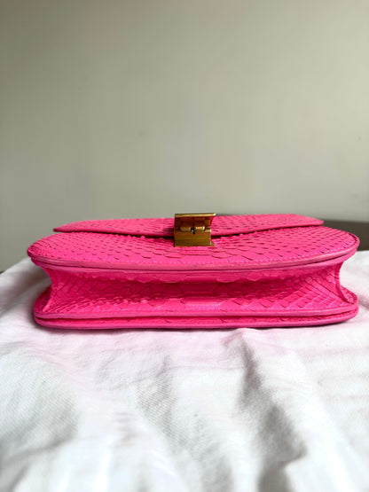 Pre-owned Céline Classic Box Medium Pink Python Bag