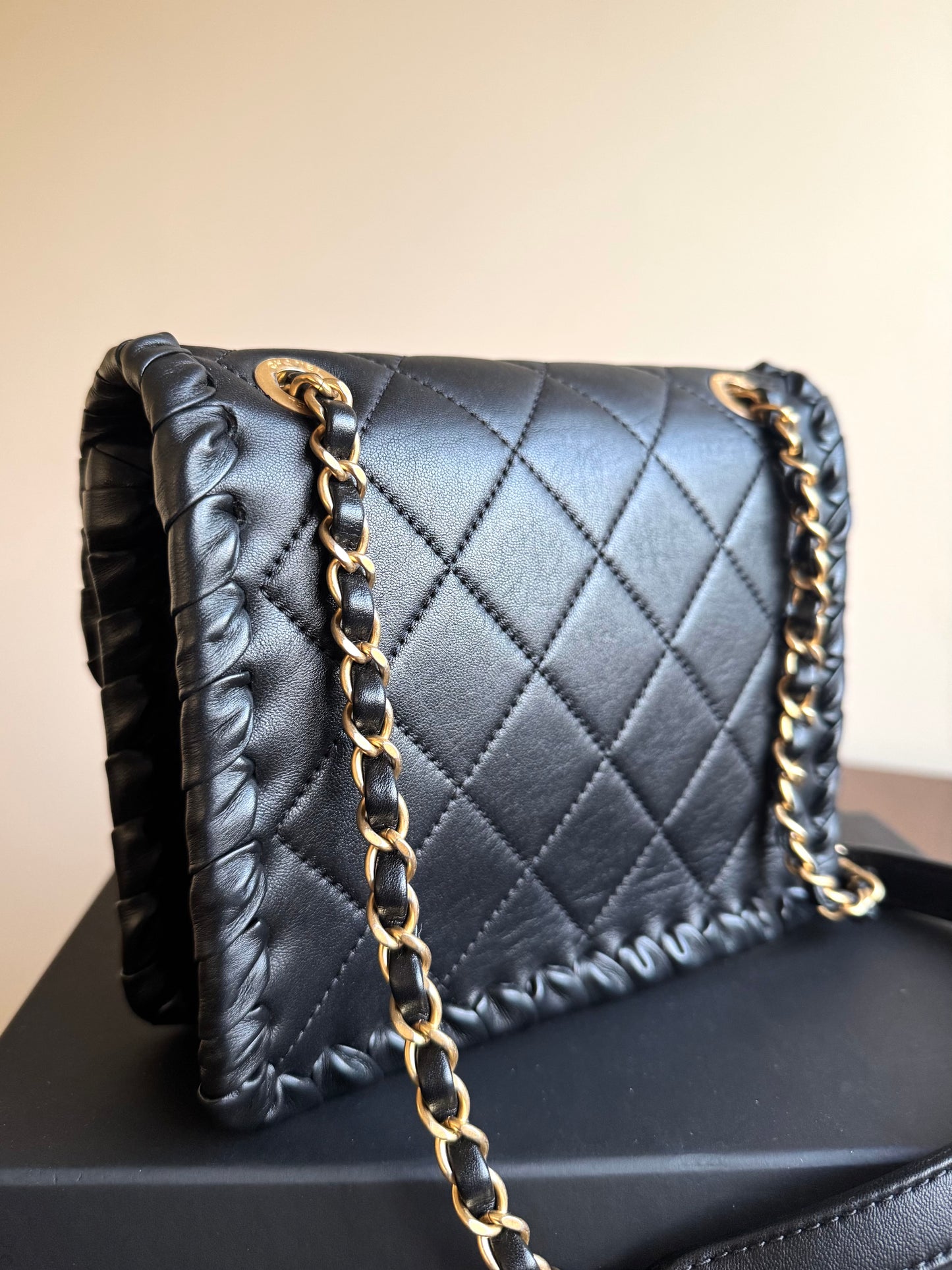 Pre-owned Chanel My Own Frame Small Black Leather Flap Bag
