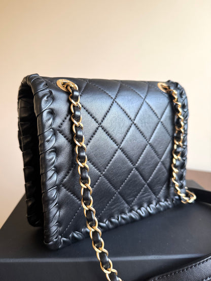 Pre-owned Chanel My Own Frame Small Black Leather Flap Bag