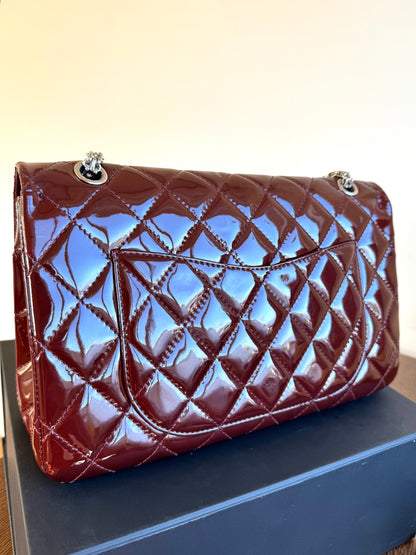 Pre-owned Chanel 2.55 Reissue Maxi 227 Burgundy Patent Leather Flap Bag