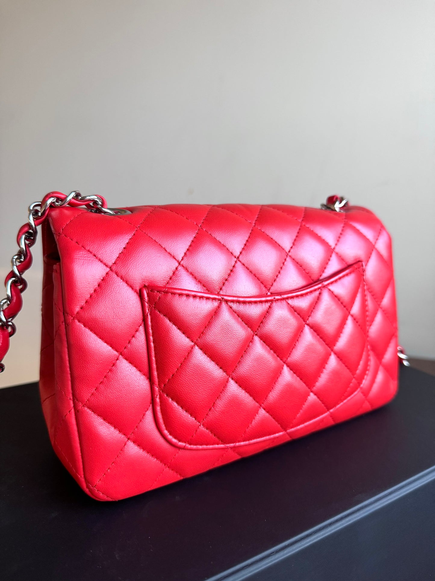 Pre-owned Chanel Timeless Mini Rectangle Coral Red Leather Bag