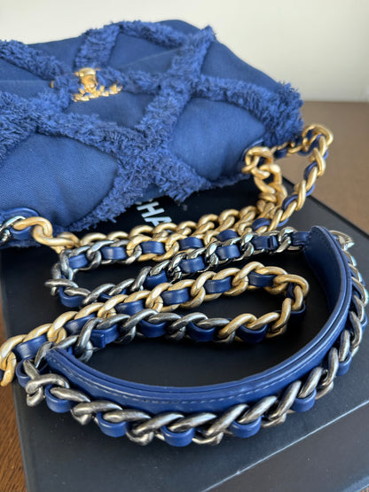 Pre-owned Chanel 19 Small Blue Canvas Flap Bag