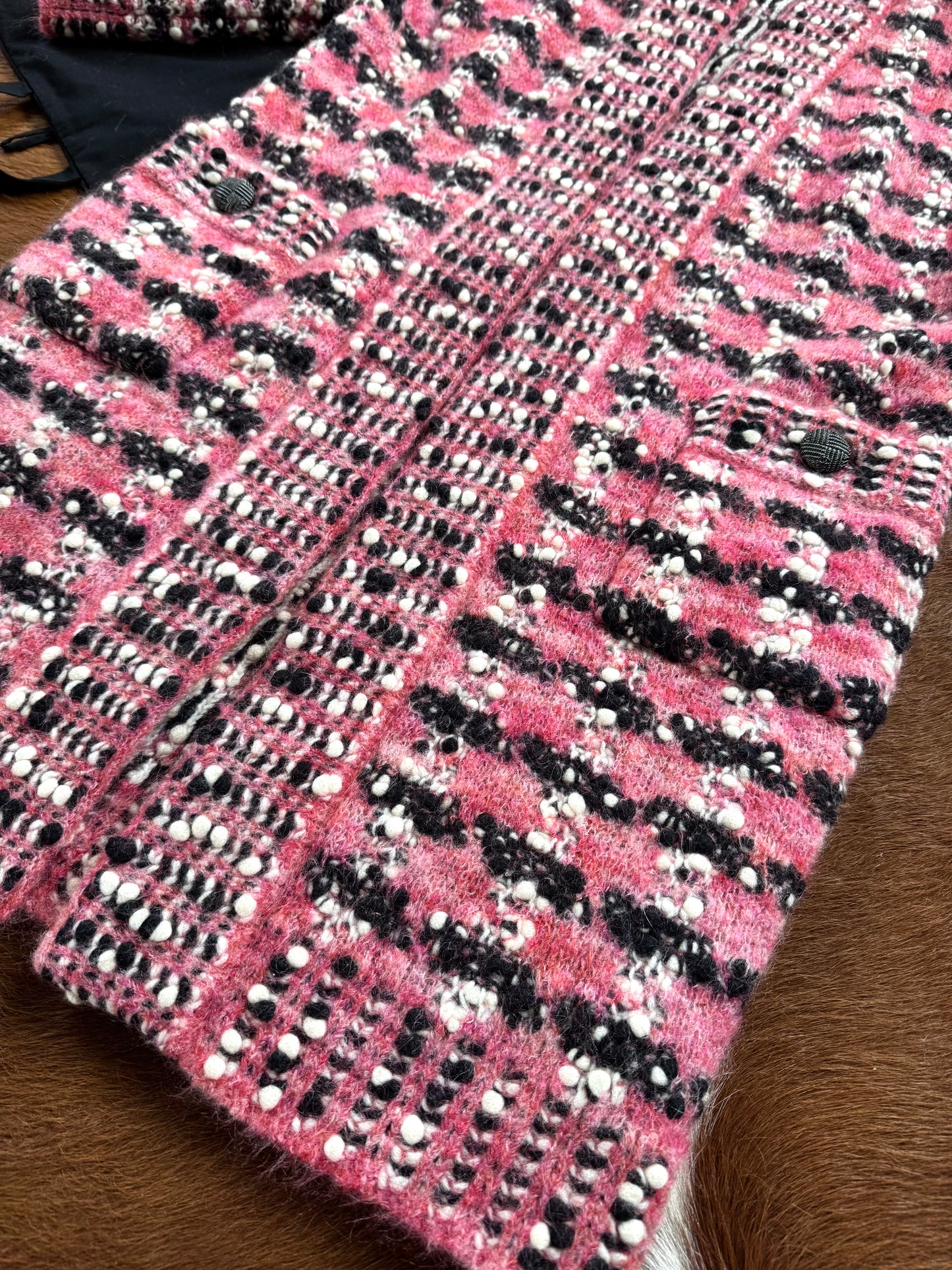 Pre-owned Chanel Paris-Salzburg Black Pink Wool Coat