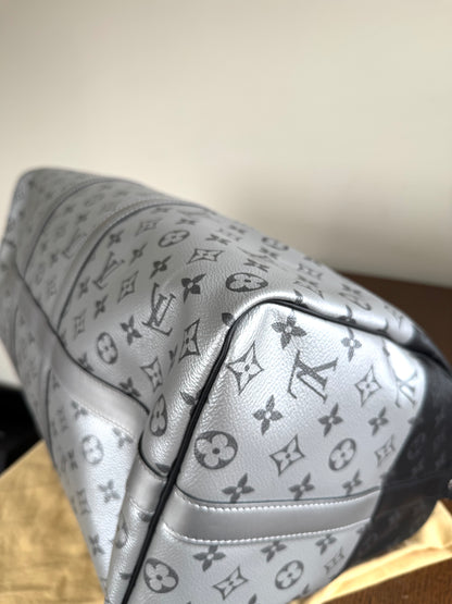 Pre-owned Louis Vuitton Keepall 50 Black Silver Eclipse Split Travel Bag