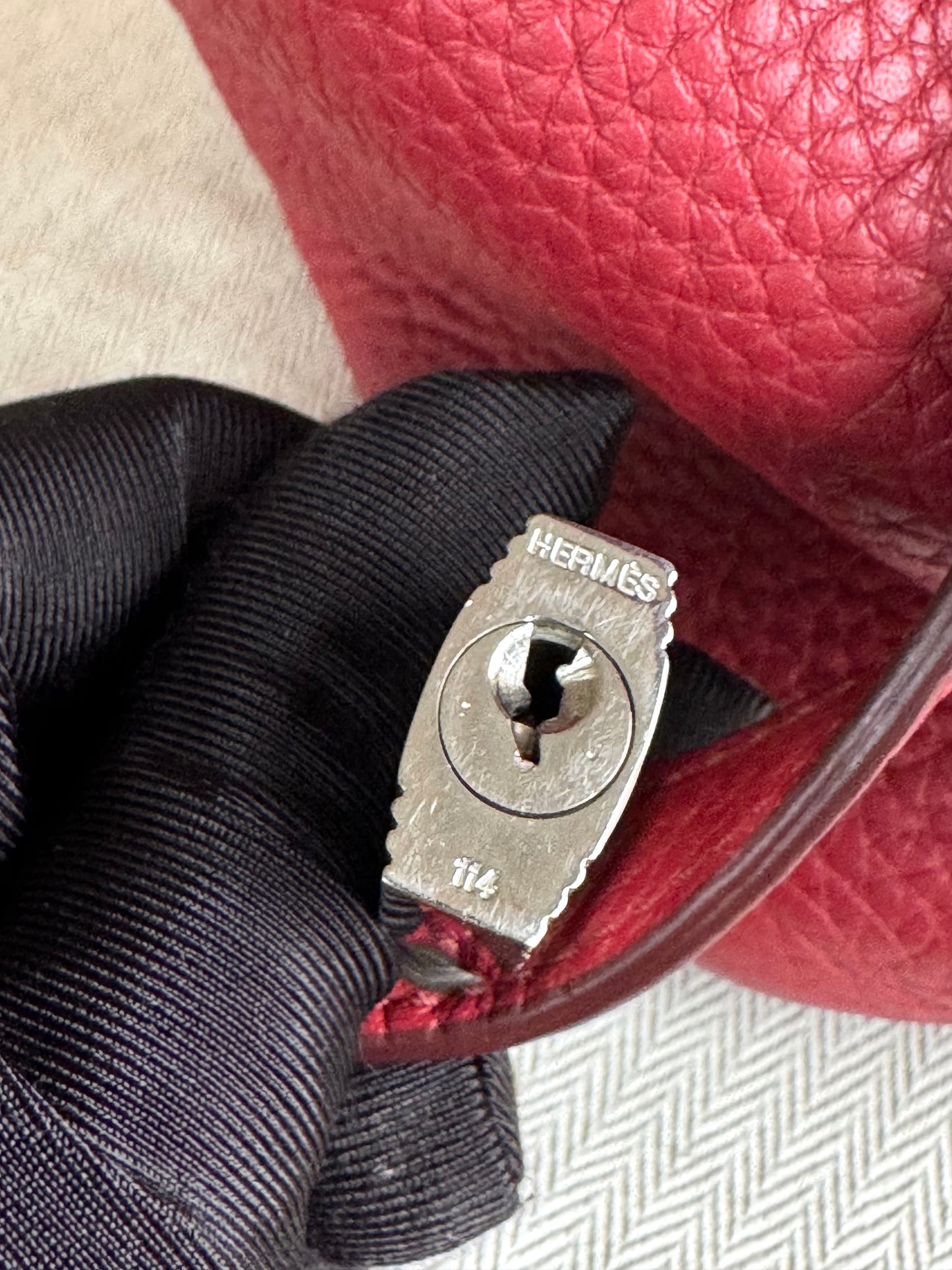 Pre-owned Hermès Picotin 18 Clemence Rouge Grenade Handle Bag