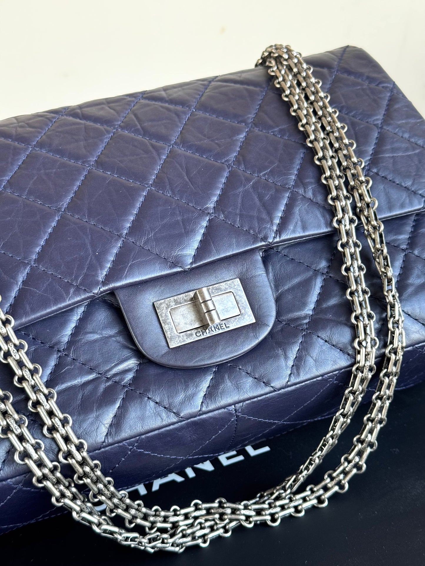 Pre-owned Chanel 2.55 Reissue Maxi 227 Purple Calfskin Flap Bag