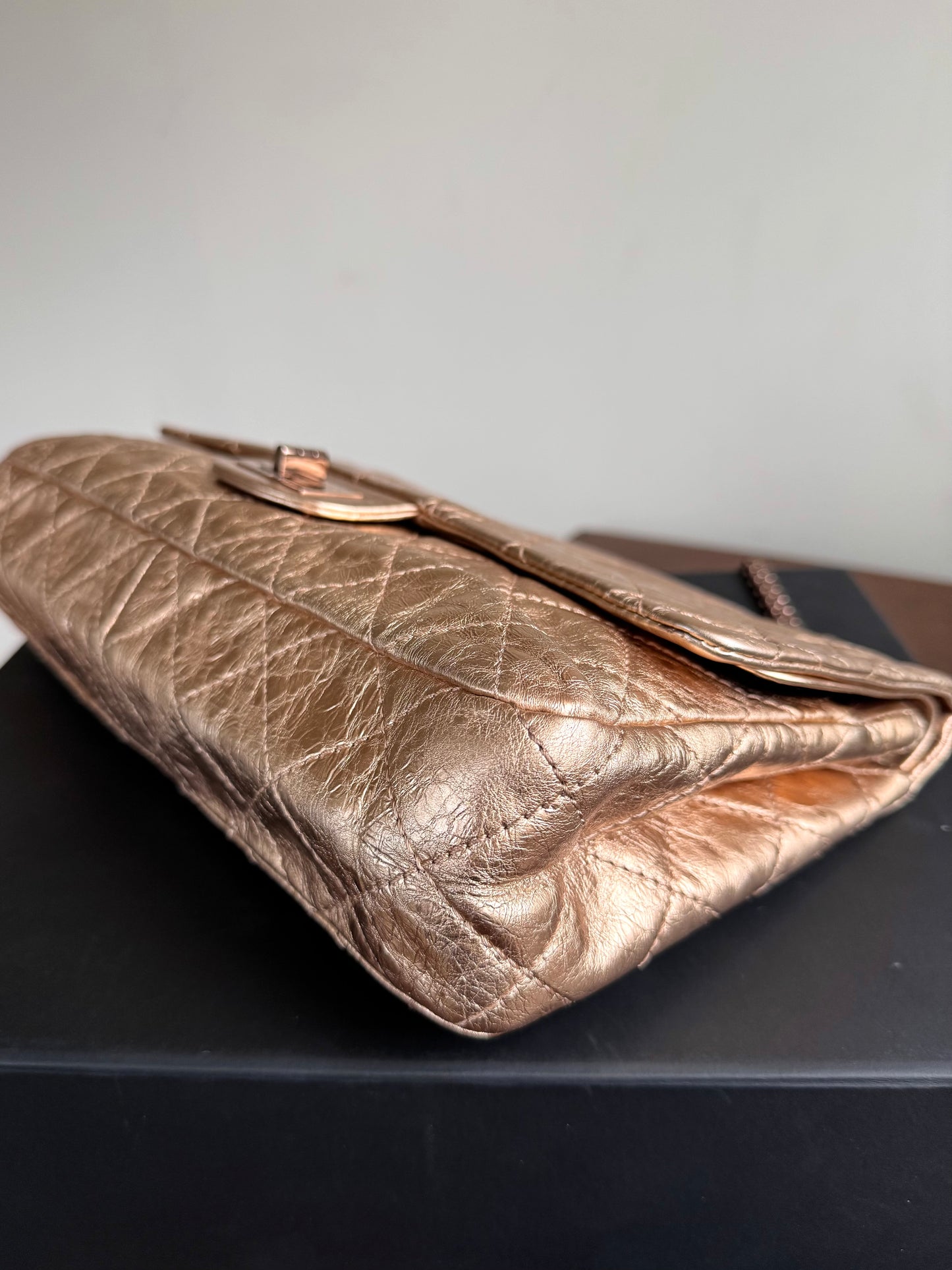 Pre-owned Chanel 2.55 Maxi Rose Gold Calfskin Leather Flap Bag