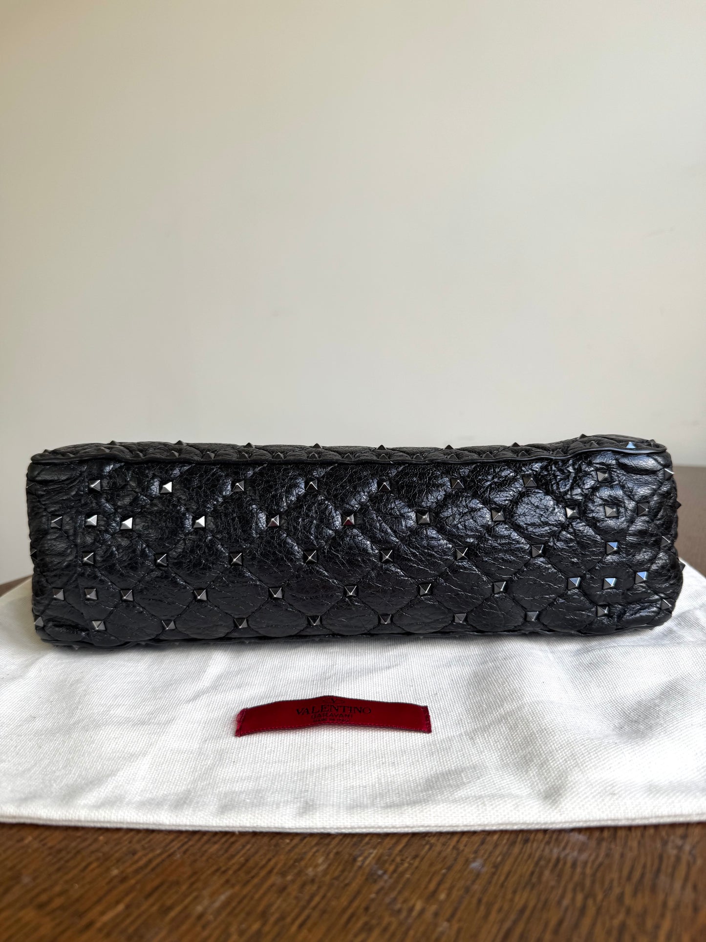 Pre-owned Valentino Garavani Rockstud Spike Large Black Leather Bag