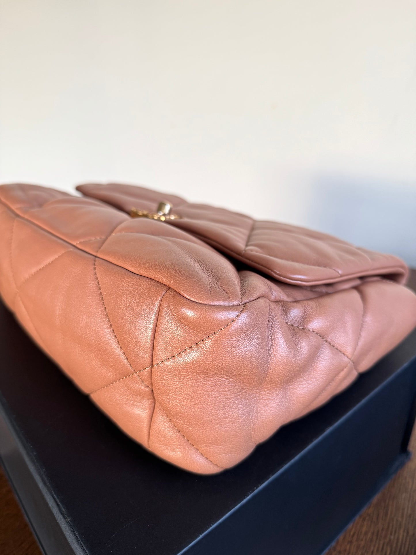 Pre-owned Chanel 19 Large Caramel Lambskin Flap Bag