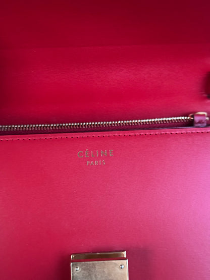 Pre-owned Celine Classic Box Medium Red Leather Bag