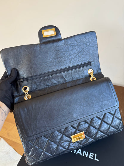 Pre-owned Chanel 2.55 Reissue Maxi 227 Black Calfskin Flap Bag