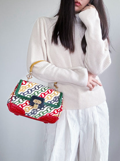 Pre-owned Louis Vuitton Multicolor Dolly Crocodile Velvet Chains Bag Limited Edition