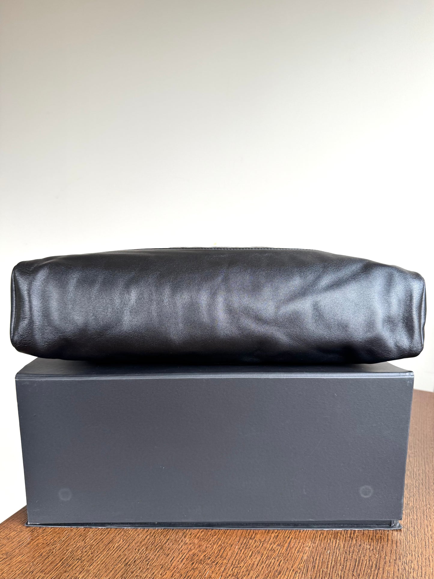 Pre-owned Chanel 31bag Large Black Purple Waxed Leather Tote Bag