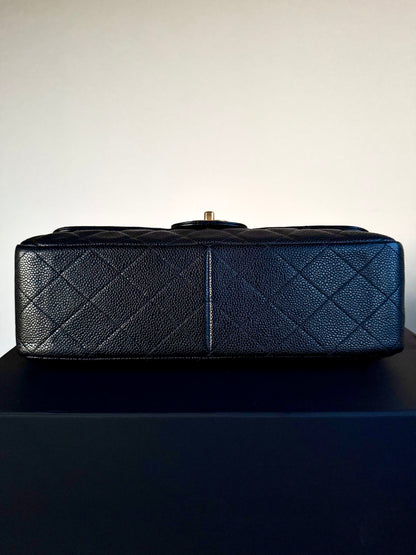 Pre-owned Chanel Timeless Classic Jumbo Black Caviar Flap Bag