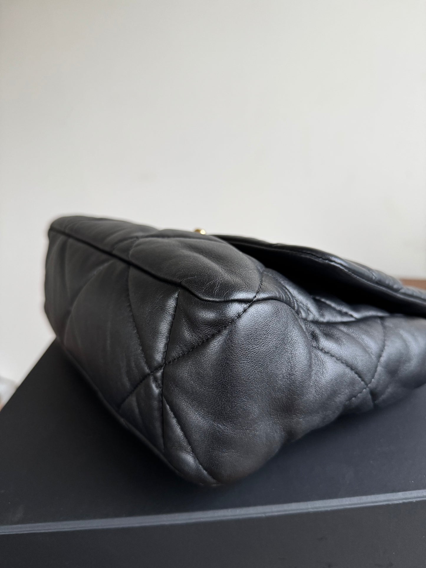 Pre-owned Chanel 19 Large Black Lambskin Flap Bag