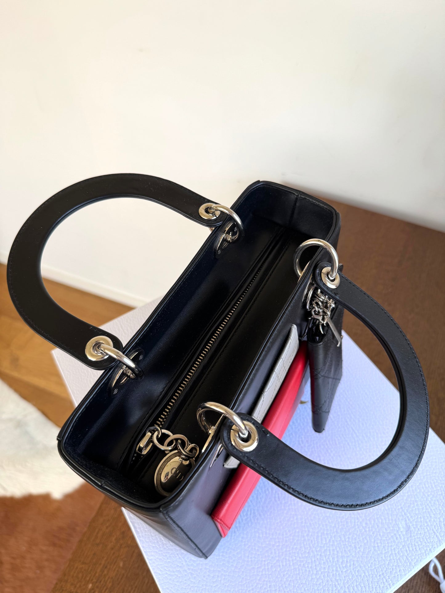 Pre-owned Dior Lady Dior Medium Pockets Multicolor Leather Bag