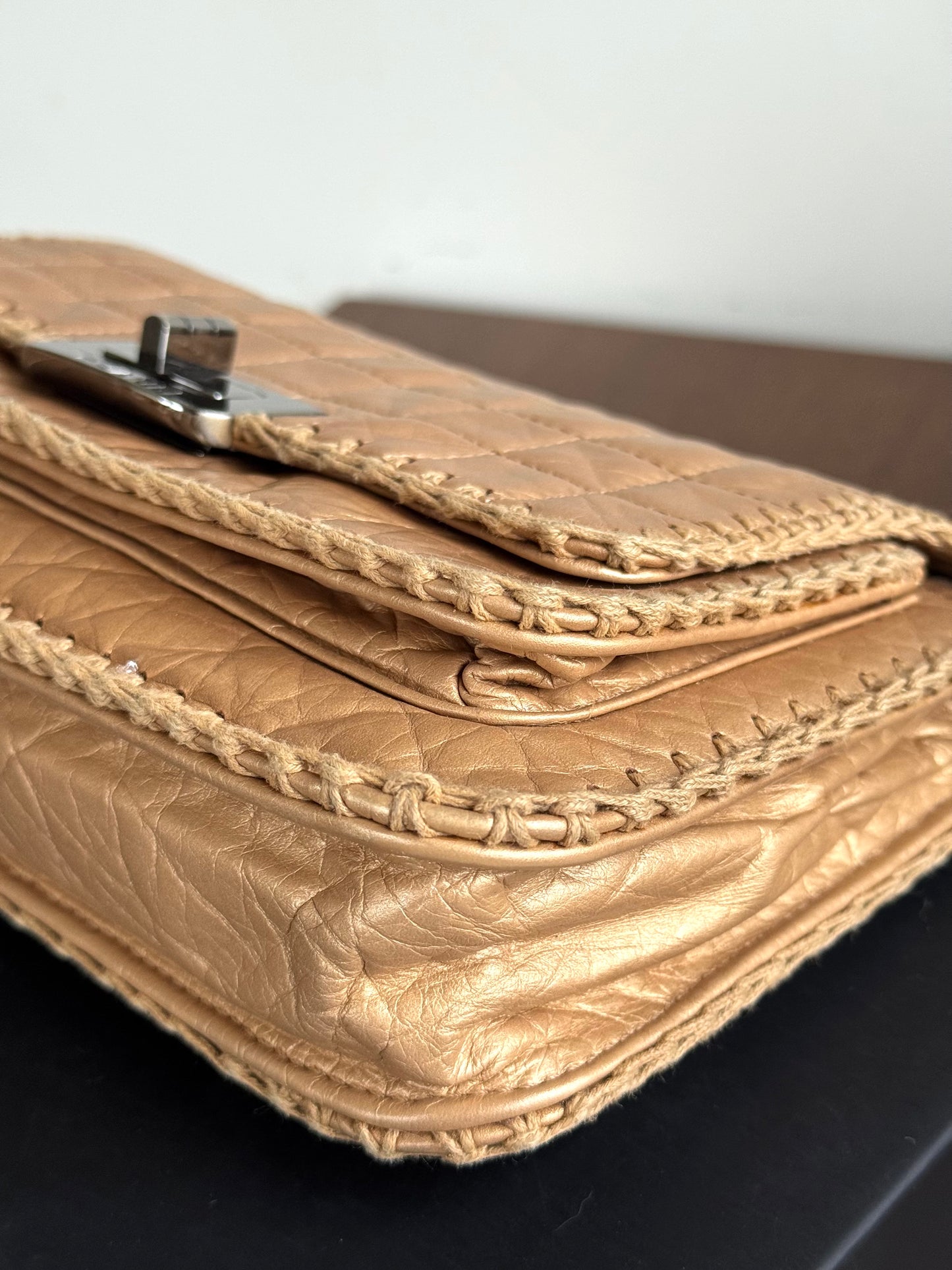 Pre-owned Chanel Chocolat Quilt Reissue Gold Leather Flap Bag