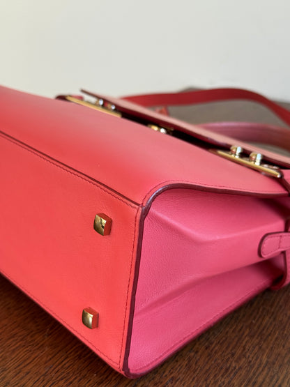 Pre-owned Delvaux Tempête MM Salmon Pink Crocodile Leather Bag